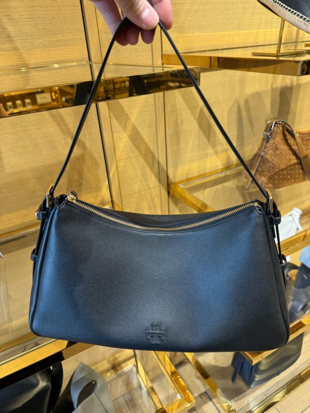 Tory Burch Thea Zip Top Leather Shoulder Bag